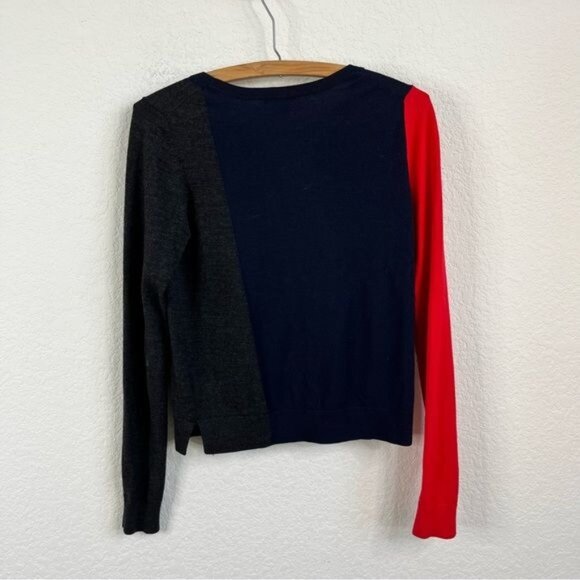 Theory Wool Knit Color Block Sweater - Picture 4 of 7